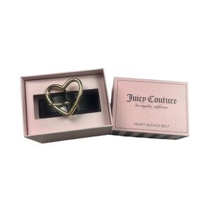Juicy Couture Belt Size L/XL Black Gold Adjustable Heart Buckle Y2K Glamorous